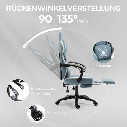 Dowinx Gaming Stuhl Massage Fußstütze Ergonomisch Blau