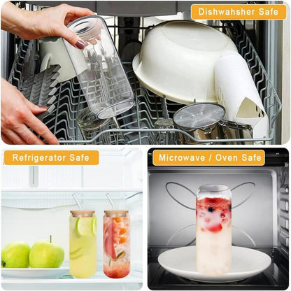 Cocktailgläser Dosenform 2er Set 660ml Deckel Strohhalm Trinkgläser Bier Mojito Bierglas