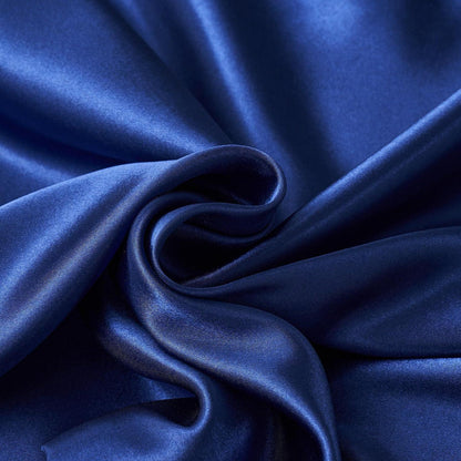 Satin Bettwäsche Set 135x200 Blau Dunkelgrau 4-teilig