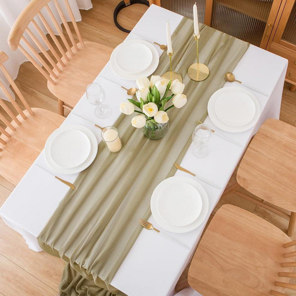 Chiffon Tischläufer 70x300cm – Hochzeit & Feier Deko