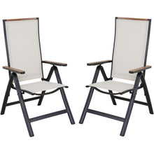 Hochwertiger Alu Klappstuhl 2er Set Beige, 6-Fach