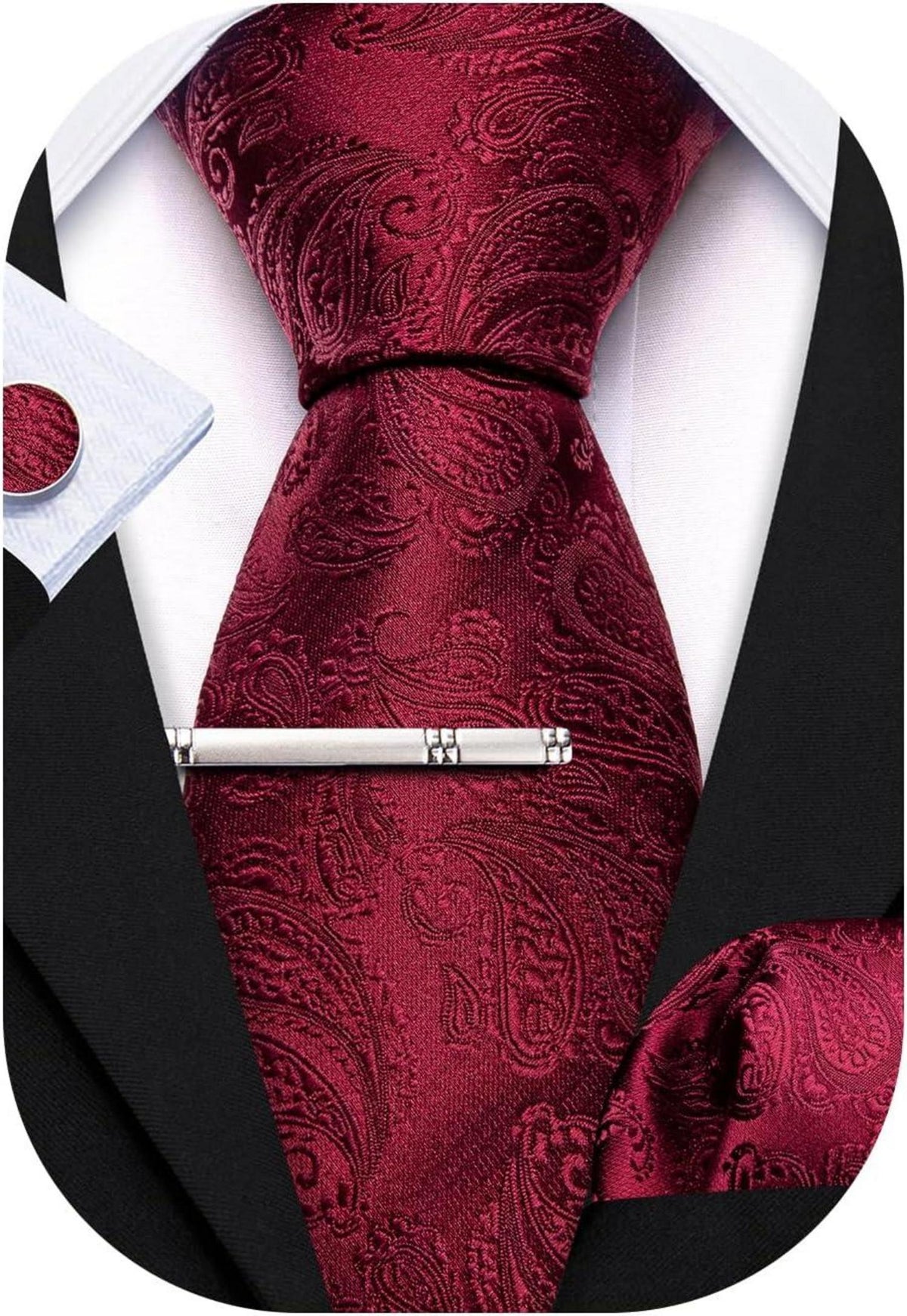 Herren Krawattenset Seide Paisley-Blumenmuster Hochzeitfeier