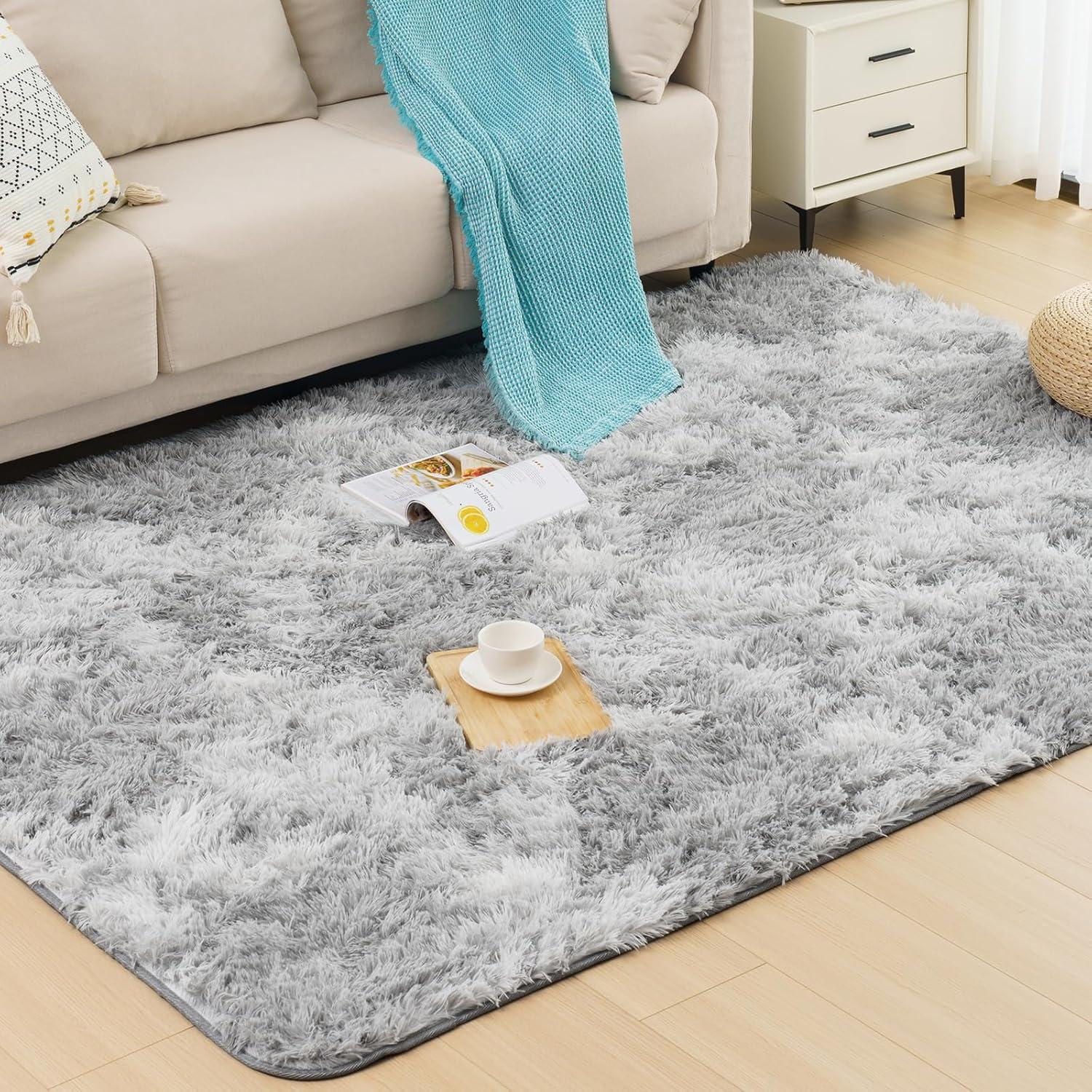Langflor Hochflor Teppich Flauschig Weich Schlafzimmer Waschbar Shaggy