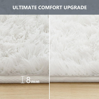 Hochflor Langflor Teppich Weiß 160x230cm, Weiche Schlafzimmer Shaggy