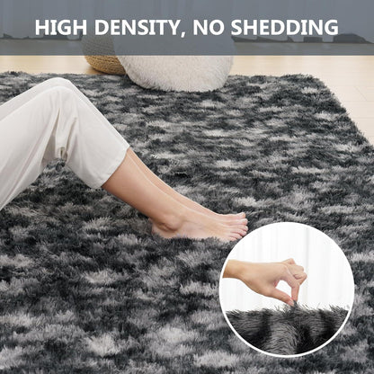 Hochflor Wohnzimmer Teppich Schwarz Weich - Langflor Schlafzimmer Shaggy Carpet