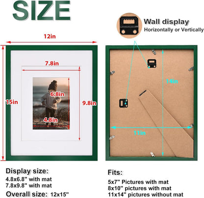 4er Set Bilderrahmen Grün Holzrahmen für Bilder 12,7x25,4 cm mit