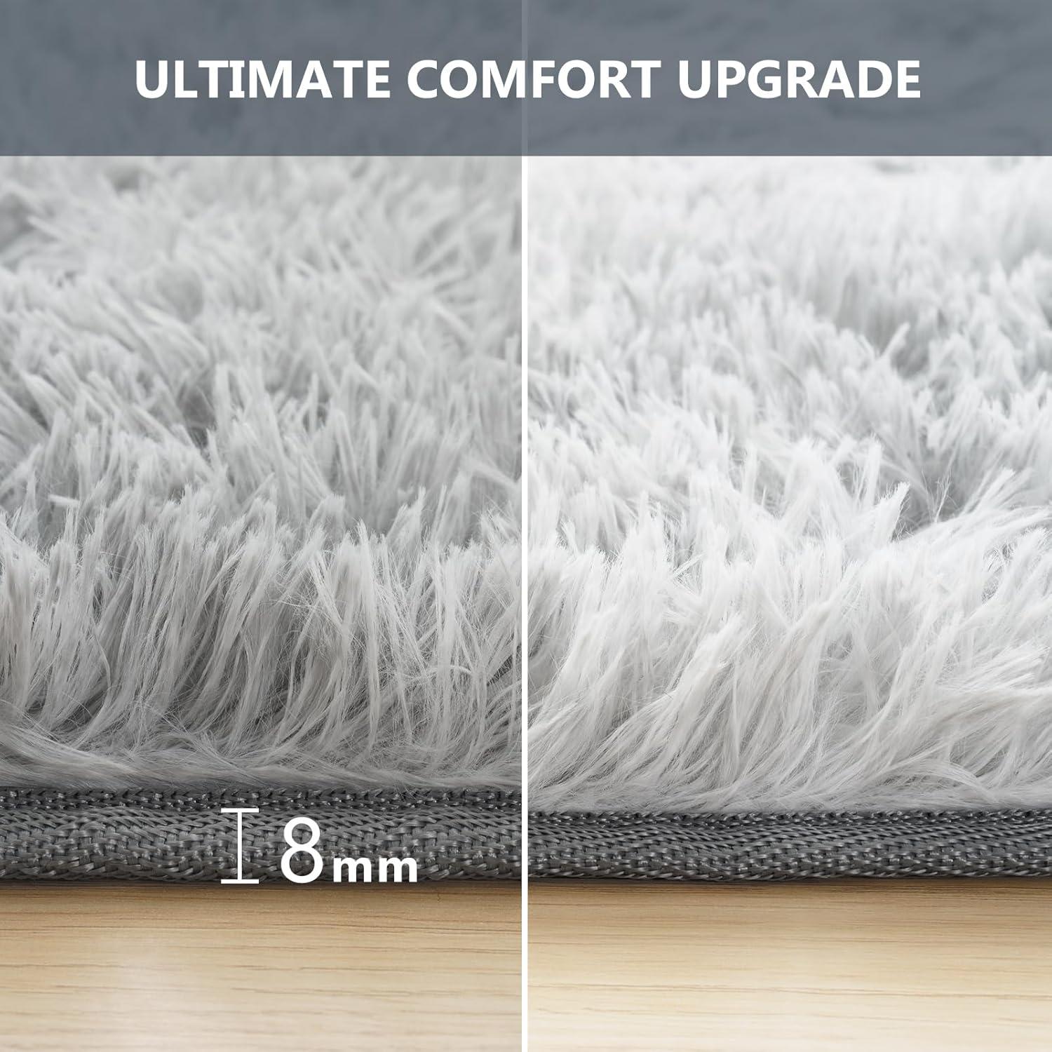 Hochflor Shaggy Teppich 120x170cm Hellgrau für Wohnzimmer
