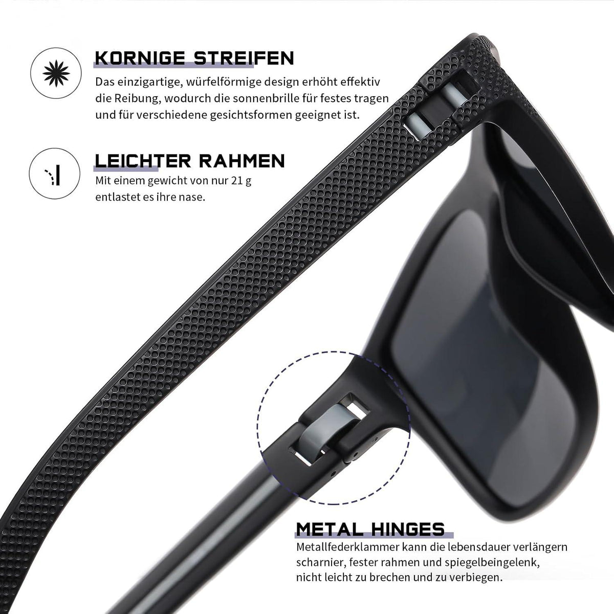 Polarisierte Sonnenbrille UV400 Schutz Retro Vintage Outdoor Sportbrille