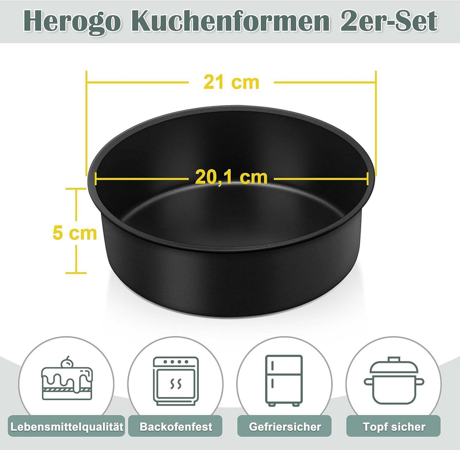 Herogo Kuchenform 2er Set 21cm Runde Edelstahl