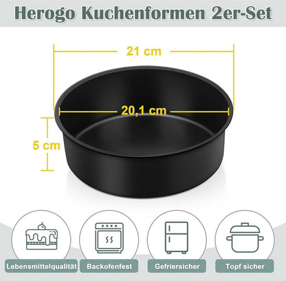 Herogo Kuchenform 2er Set 21cm Runde Edelstahl