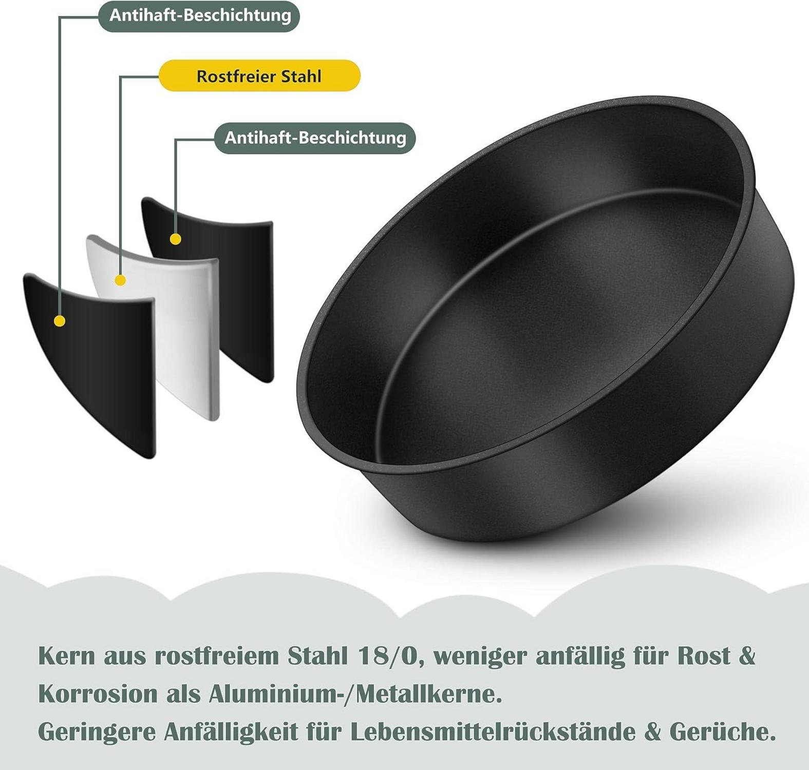 Herogo Kuchenform 2er Set 21cm Runde Edelstahl Antihaft Backblech Tief 5cm