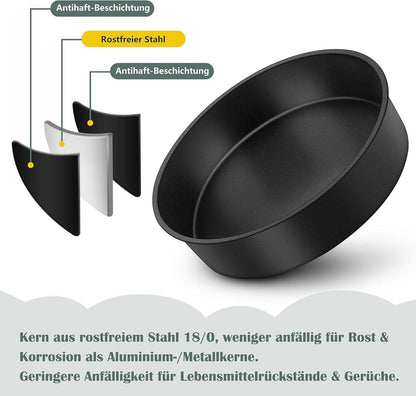 Herogo Kuchenform 2er Set 21cm Runde Edelstahl Antihaft Backblech Tief 5cm