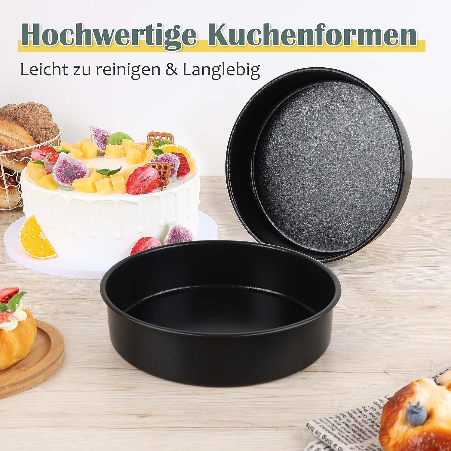Herogo 2er Set Kuchenform 21cm Runde Edelstahl Antihaft Backblech