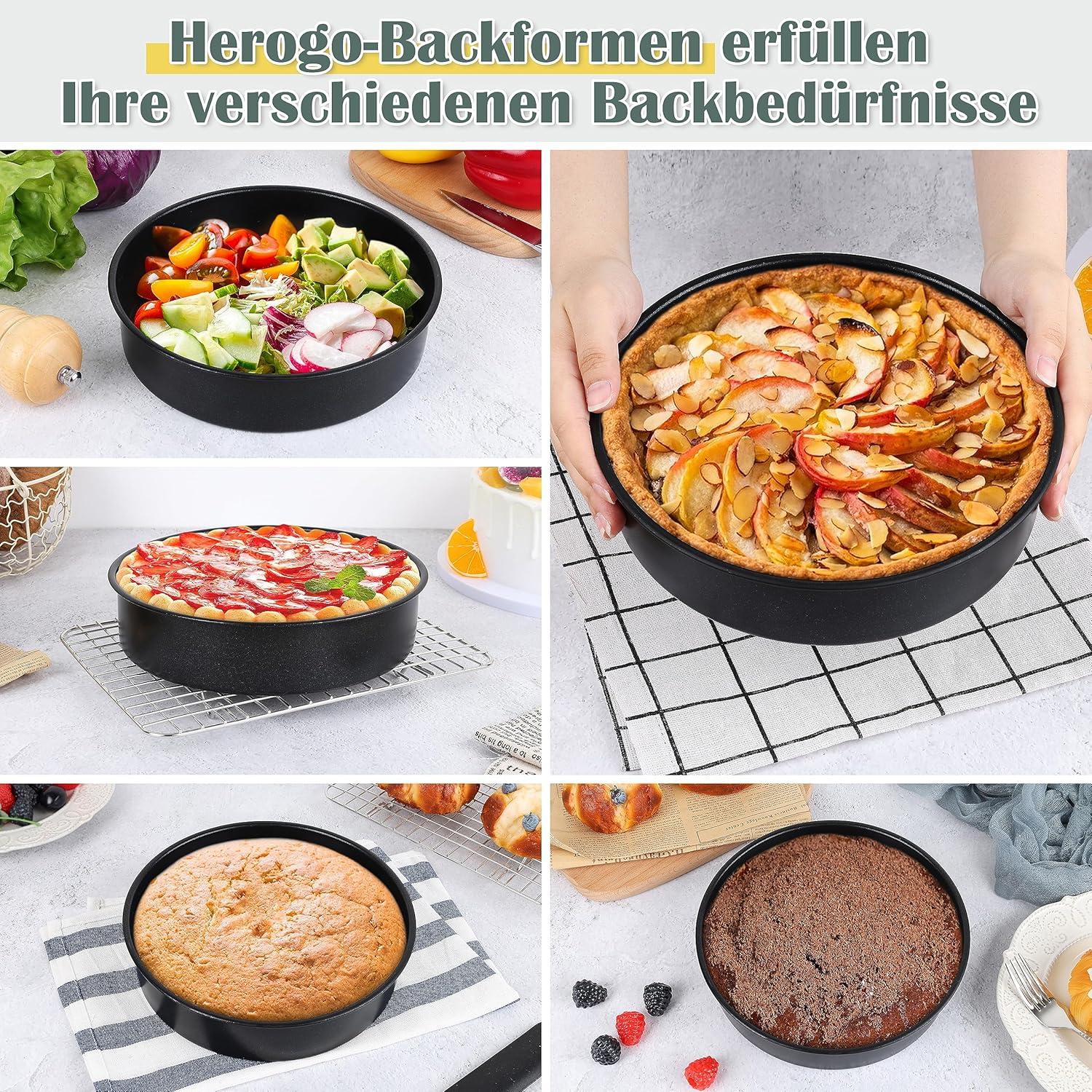 Herogo Kuchenform Set 21cm Runde Antihaft Edelstahl Tortenform