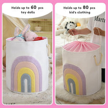 Rosa Baby Wäschekorb 58L – Faltbar & mit Regenbogen