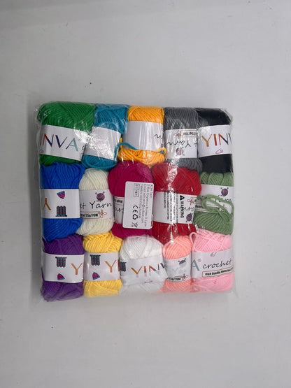 YINVA Häkelgarn-15 Farben 25g Acryl Wolle Häkelnstricken Anfänger Crochet YarnHandwerk