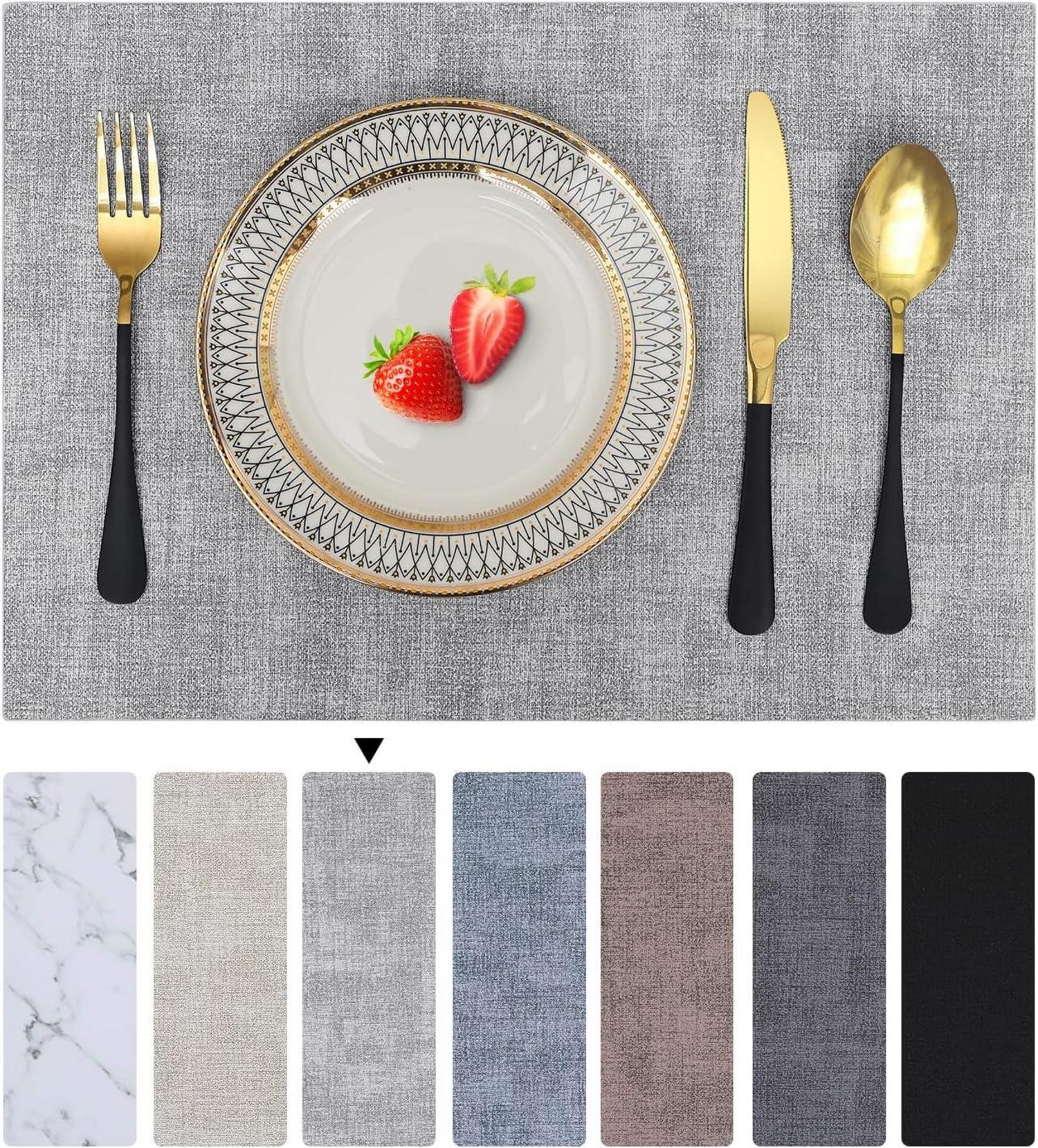Abwaschbare Tischsets 6er Set Wasserdicht Platzset Leder