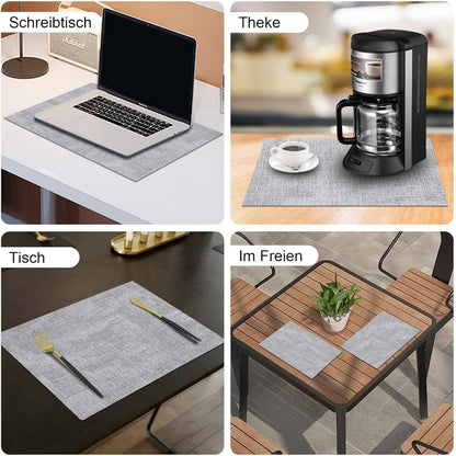 Tischsets 6er Set Abwaschbar Wasserdicht Platzsets Leder rutschfest