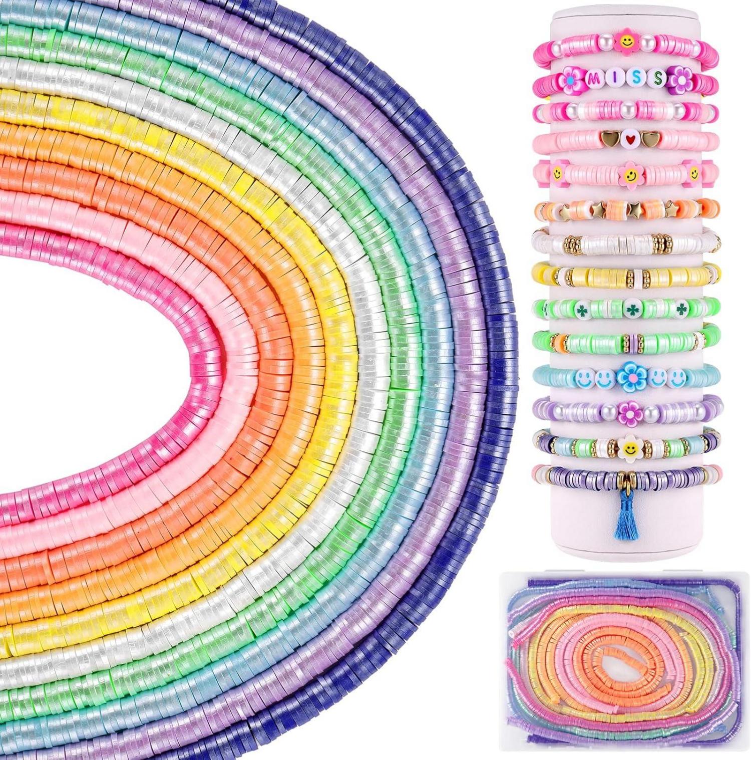 Clay Perlen Set 3200 Stück 6mm Perlglanzfarbe DIY Schmuckherstellung