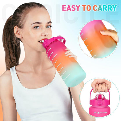 Trinkflasche 2L 700ML 300ML Auslaufsicher Strohhalm BPA Frei