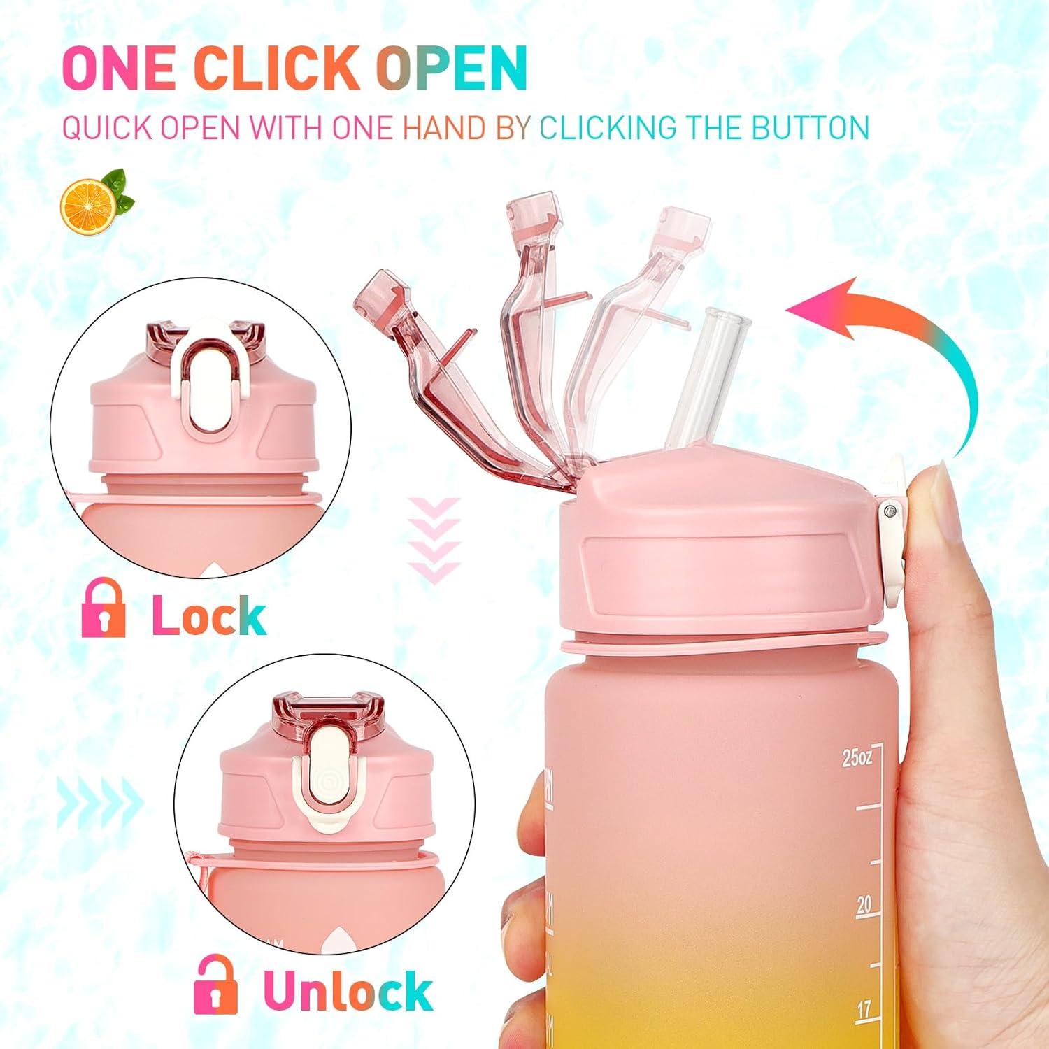 Trinkflasche 2L 700ML 300ML BPA frei Rosa mit Strohhalm