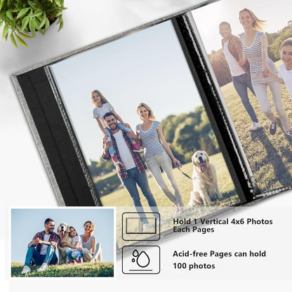 Fotoalbum 10x15 Vienrose Leinen Groß Schwarze Seiten 100 Kapazität
