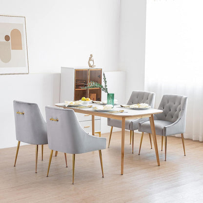 Samt Esszimmerstühle 2er Set – Modern & Bequem (Grau)
