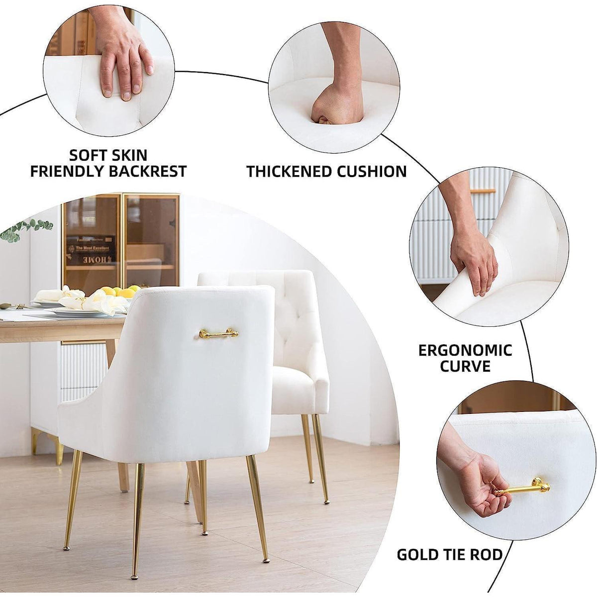 Samt Esszimmerstühle 6er Set – Modern & Bequem in Beige