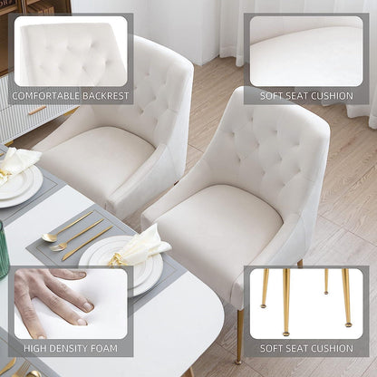 Samt Esszimmerstühle 6er Set – Modern & Bequem in Beige