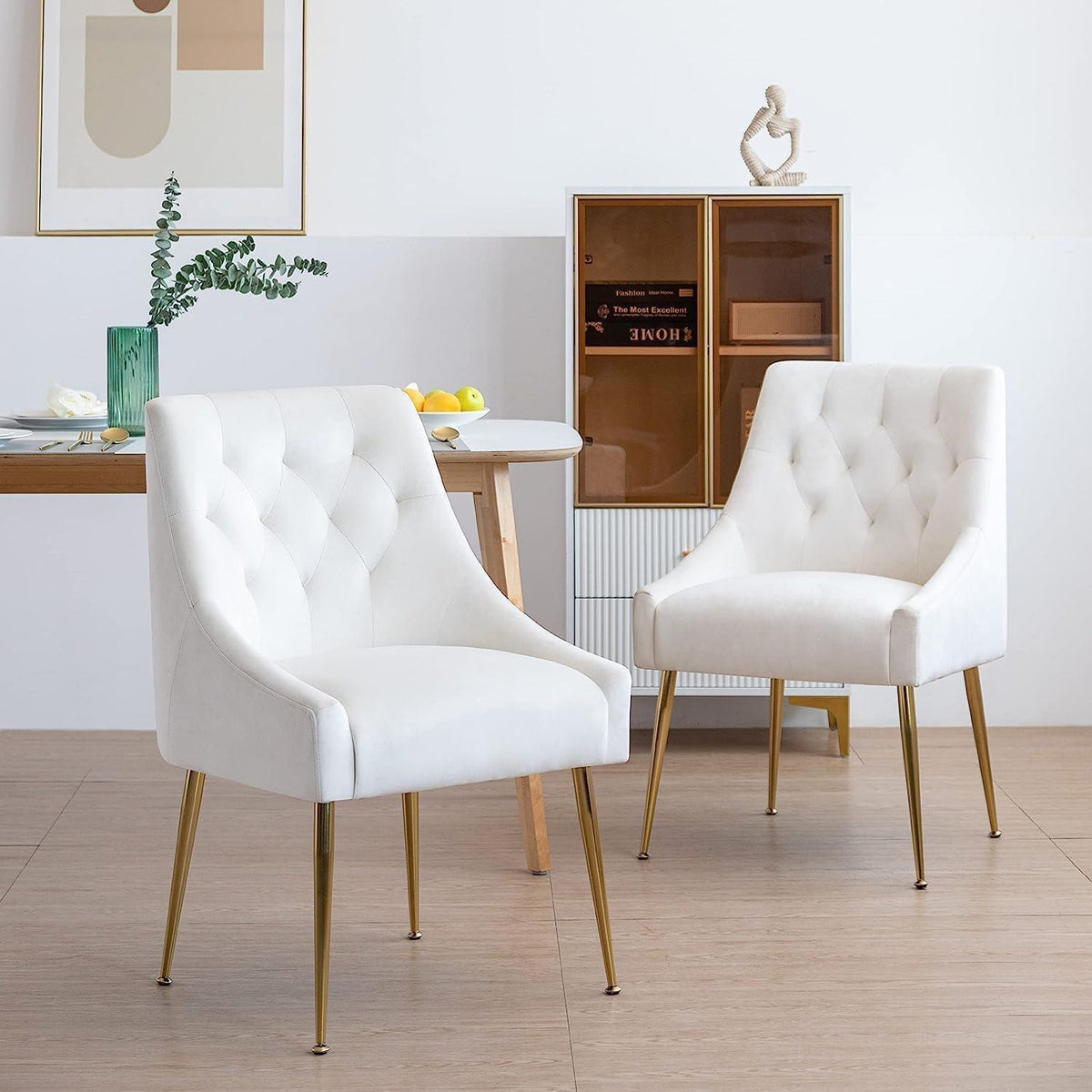 Samt Esszimmerstühle 6er Set – Modern & Bequem in Beige