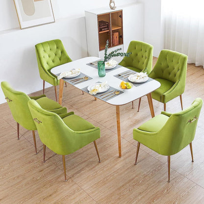 Samt Esszimmerstühle 6er Set – Modern & Bequem (Gelbgrün)