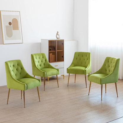 Samt Esszimmerstühle 6er Set – Modern & Bequem (Gelbgrün)