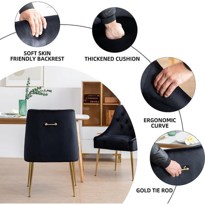 Samt Esszimmerstühle 2er Set Schwarz – Modern & Bequem