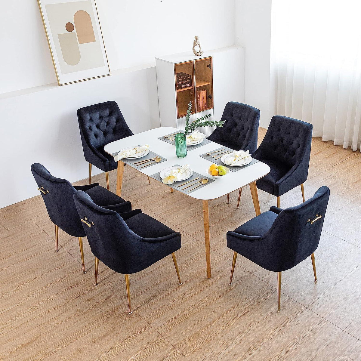 Samt Esszimmerstühle 2er Set Schwarz – Modern & Bequem
