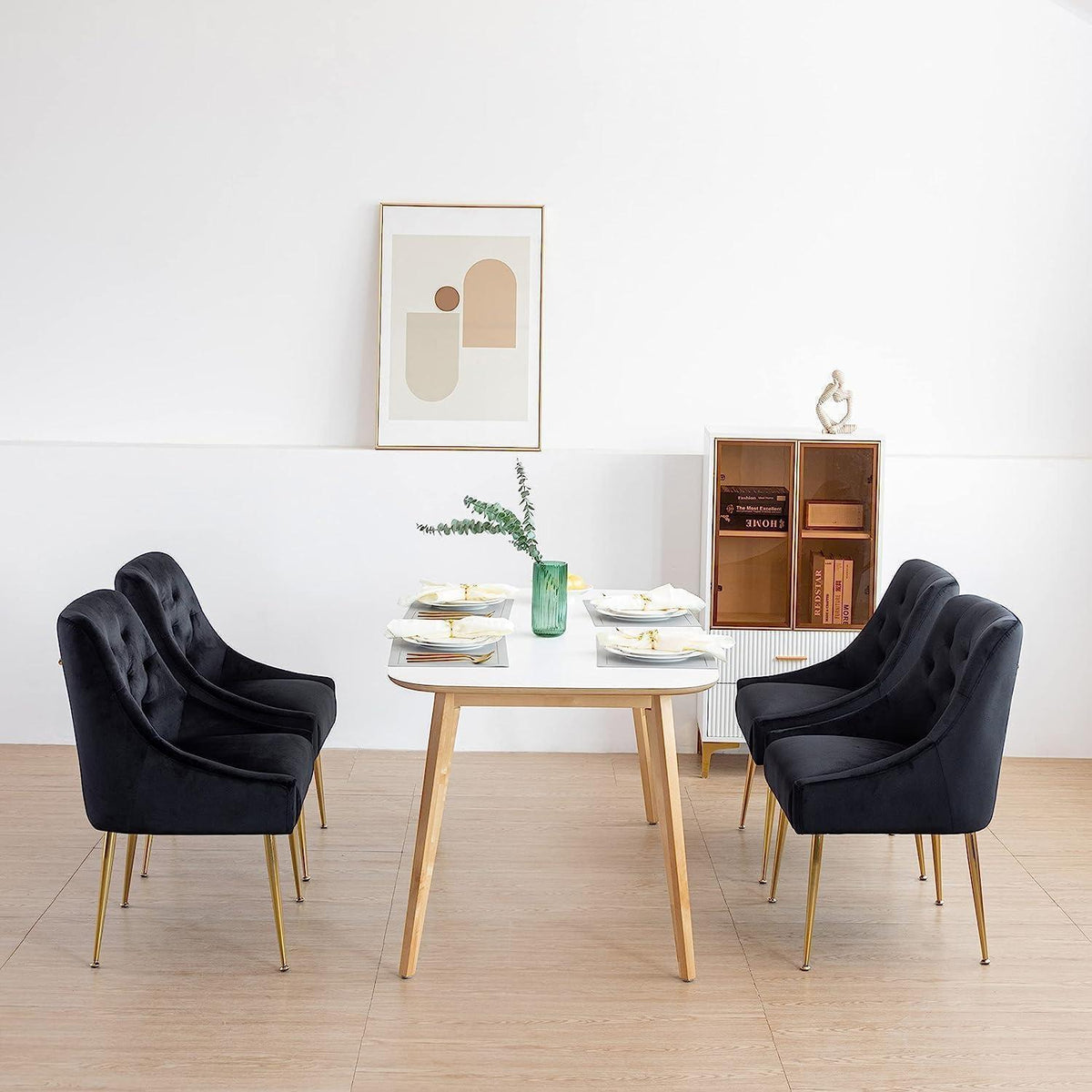 Samt Esszimmerstühle 2er Set Schwarz – Modern & Bequem