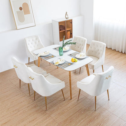 Samt Esszimmerstühle 2er Set – Modern & Bequem in Beige