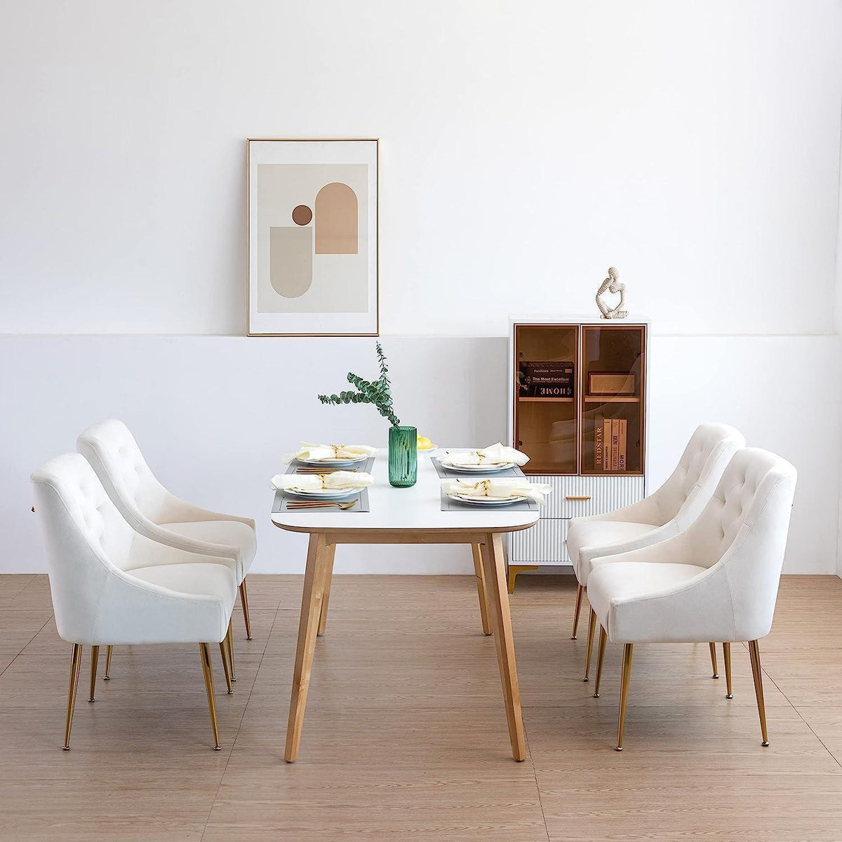 Samt Esszimmerstühle 2er Set – Modern & Bequem in Beige