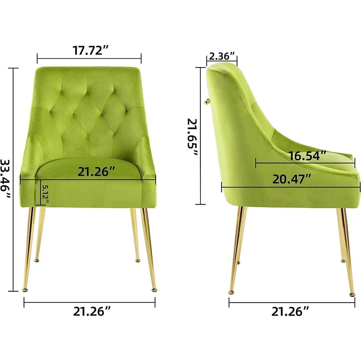 Samt Esszimmerstühle 2er Set – Modern & Bequem (Gelbgrün)