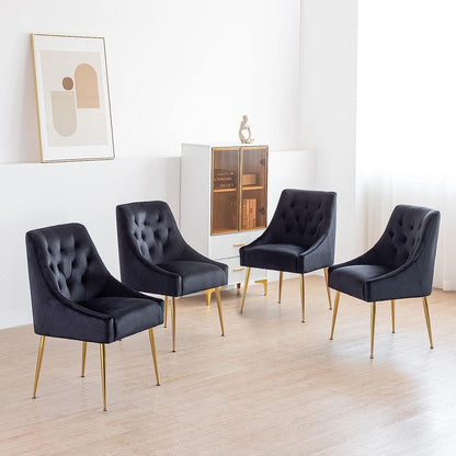 Samt Esszimmerstühle 6er Set Schwarz – Modern & Bequem
