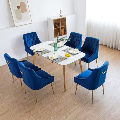 Samt Esszimmerstühle 2er Set – Modern & Bequem (Blau)