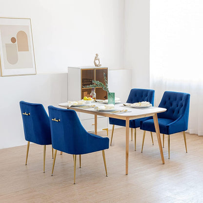 Samt Esszimmerstühle 2er Set – Modern & Bequem (Blau)