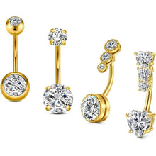 Bauchnabelpiercing 14G Gold 12mm Chirurgenstahl mit CZ Perle
