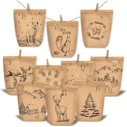 Adventskalender zum Befüllen DIY Weihnachtswald 24