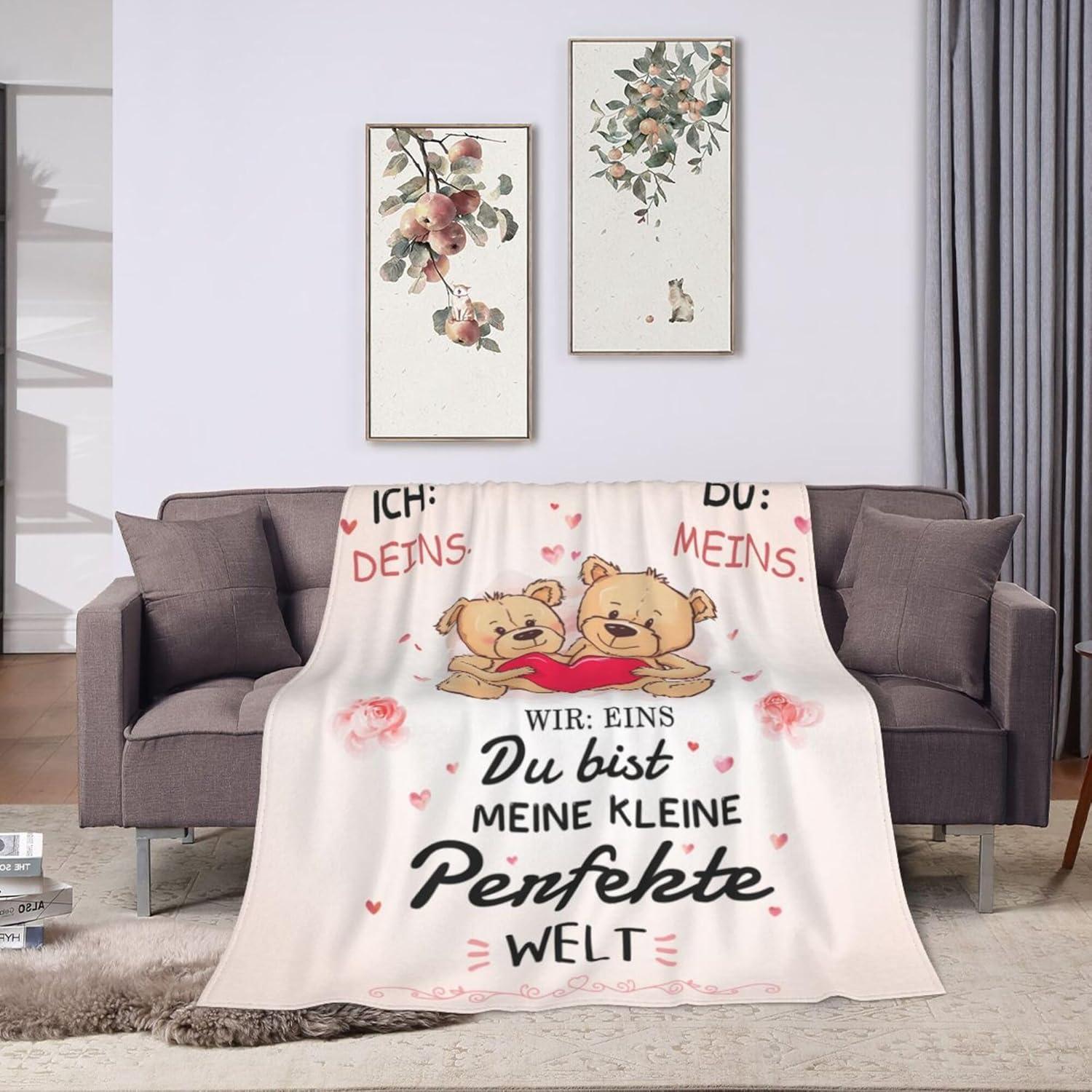 Ich Liebe Dich Decke Flauschig 150x200cm Partnergeschenk für Ihn Sie - Hochzeitstag Valentinstag Weihnachten Jahrestag