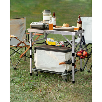 Klapptisch höhenverstellbar mit Netzablage für Camping & Garten
