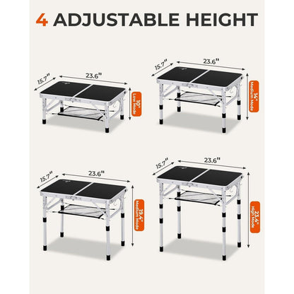 Klapptisch höhenverstellbar mit Netzablage für Camping & Garten