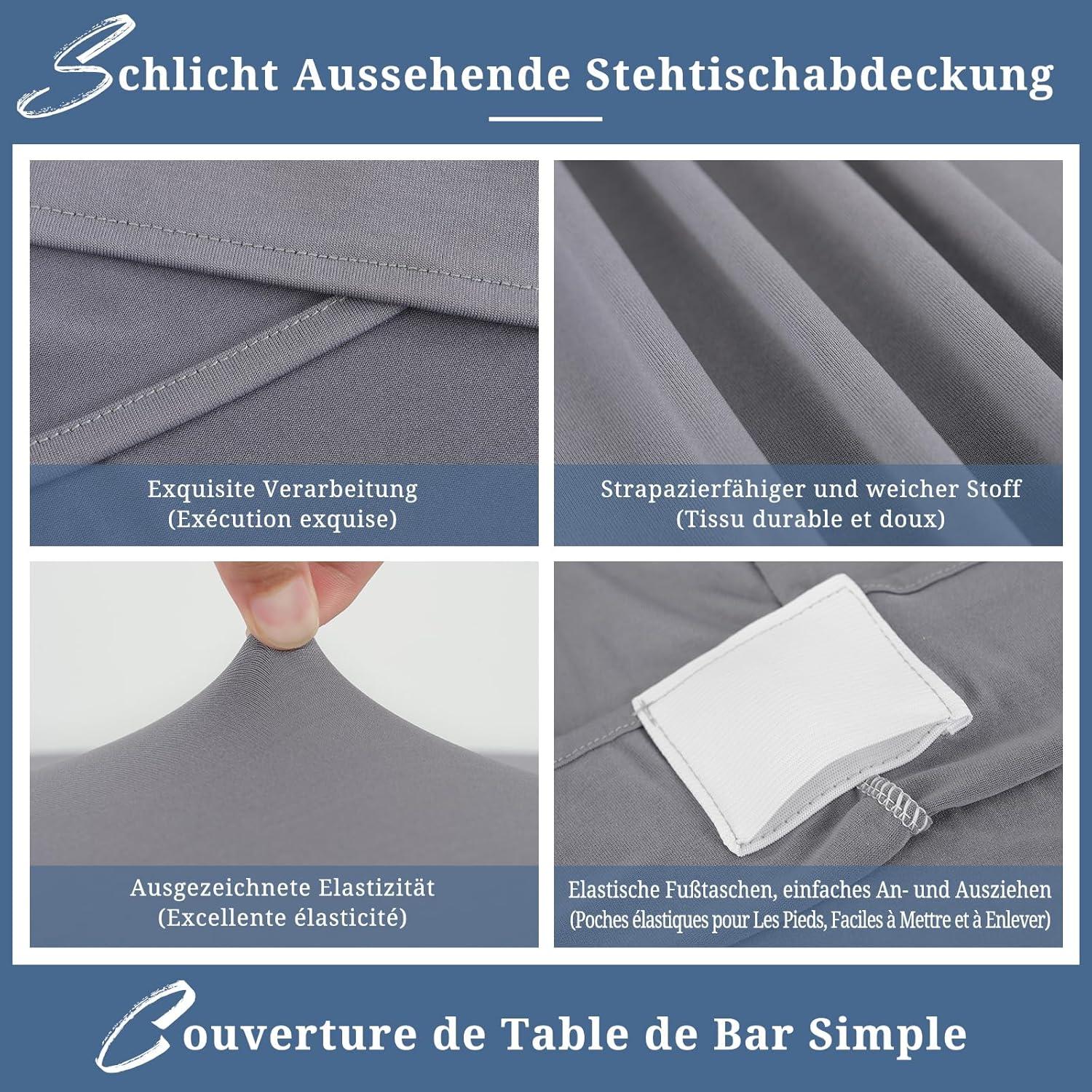 Stretch Stehtisch Husse 3er-Set für Bistrotisch 80-85cm Hellgrau