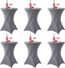 6er-Set Grau Stretch Stehtisch Husse für Bistrotisch Ø80-85 cm Spandex