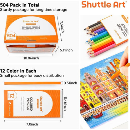 Shuttle Art 504 Buntstifte Set für Kinder, 12 Lebendige
