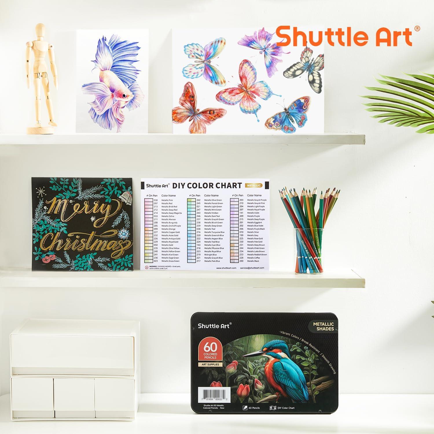 60 lebendige metallic Buntstifte Set für Erwachsene & Kinder